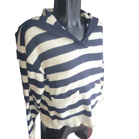 Zara Navy And White Striped Sailor Flap Collar Sweater XS - Picture 2 of 6